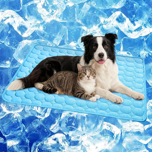 Cooling Mat for Dogs & Cats, Q-Max>0.4 Chill Fiber Pet Cooling Pad, Washable Non-Slip Non-Toxic Portable Cooling Bed for Small Medium Large Pets, Indoor & Outdoor Use