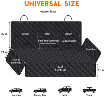 Petavie Waterproof Dog Car Seat Cover — Non-Slip Back Seat Protector