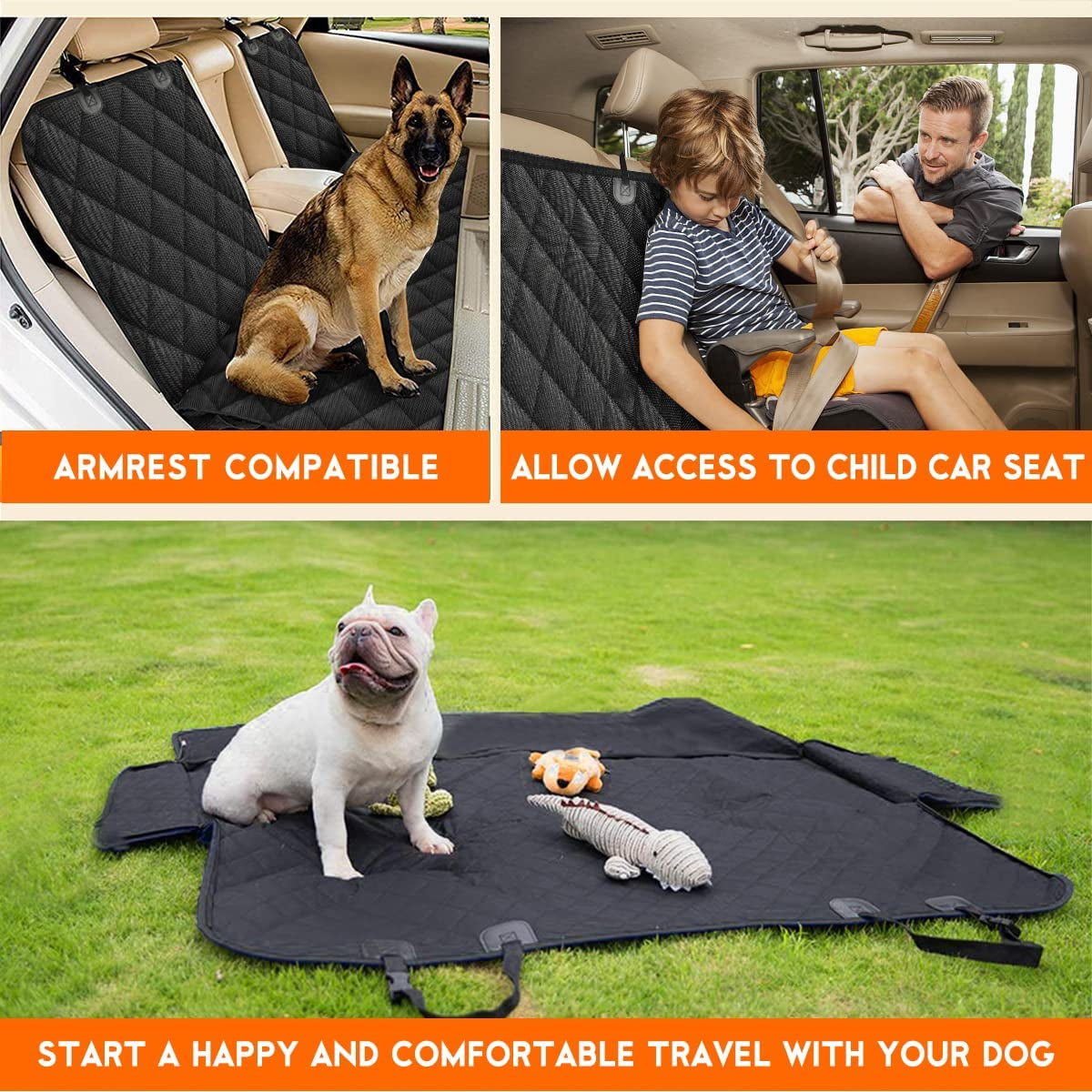 Petavie Waterproof Dog Car Seat Cover — Non-Slip Back Seat Protector